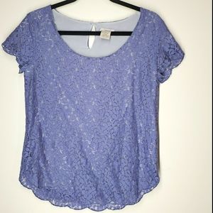 TALULA Lace Overlay Short Sleeve Size Medium